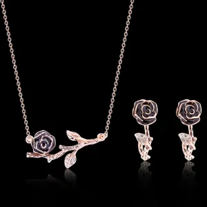 Branch Blossom Micro-inlaid Zircon Necklace Earrings Set