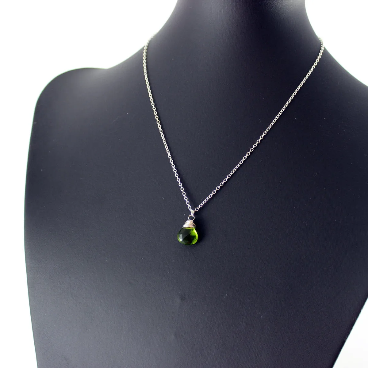 Bright Green Quartz Sterling Silver Necklace