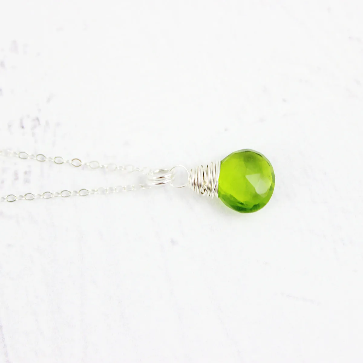 Bright Green Quartz Sterling Silver Necklace