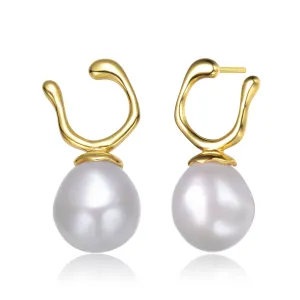 Brigitte U-Shaped Pearl Hook Earrings