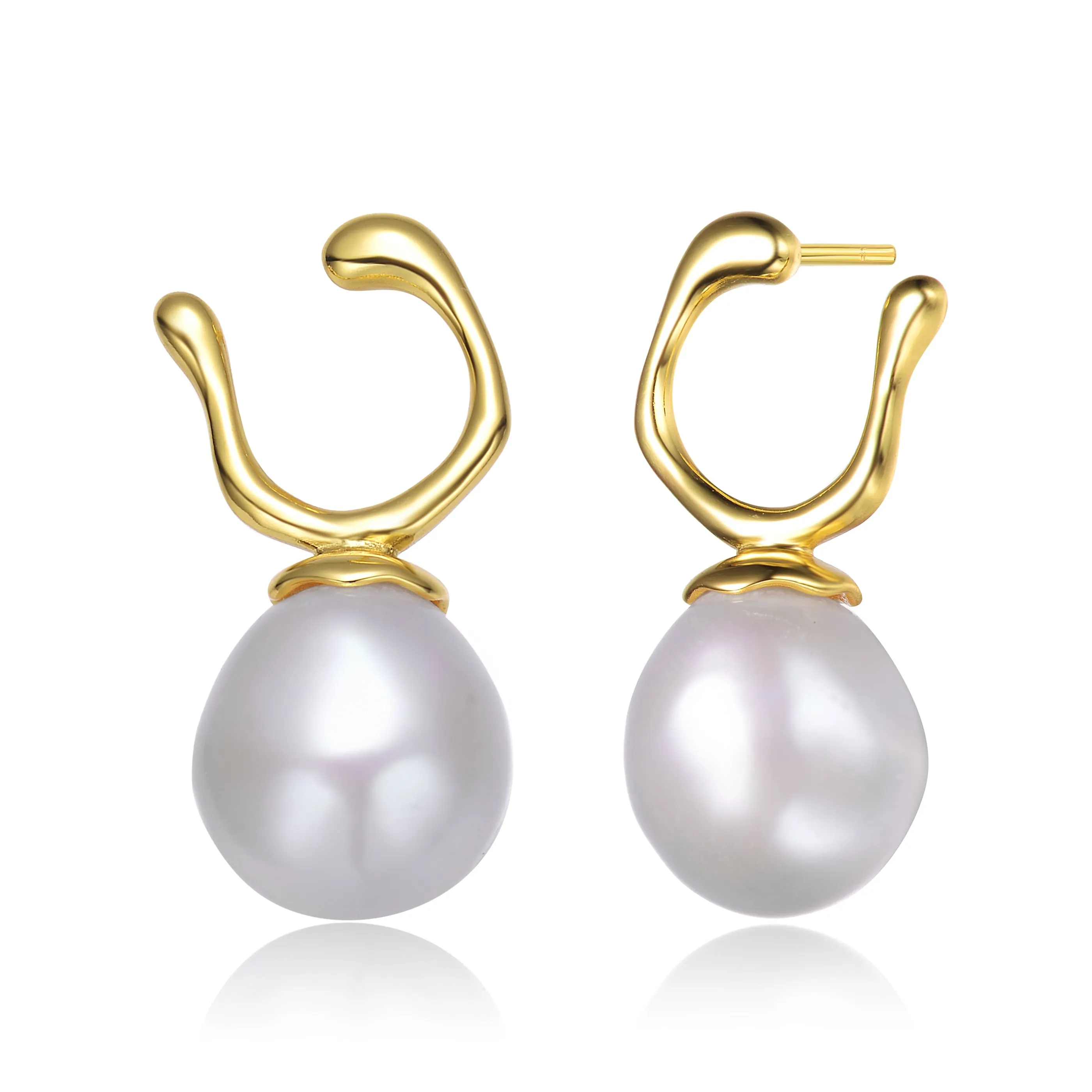 Brigitte U-Shaped Pearl Hook Earrings