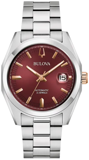 Bulova Surveyor Automatic Red Dial Mens Watch 98B422