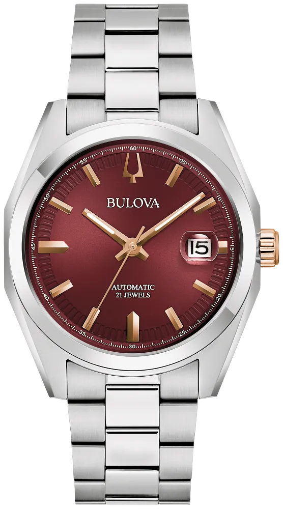 Bulova Surveyor Automatic Red Dial Mens Watch 98B422