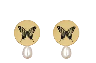 Butterfly & Pearl Earrings