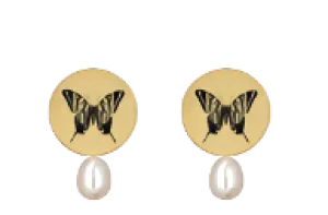 Butterfly & Pearl Earrings