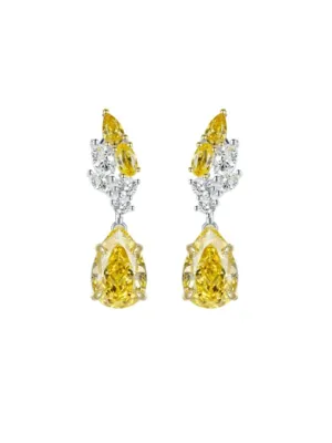 Canary Teardrop Diamond Earrings 925 Sterling Silver Cubic Zirconia Simulation Diamonds Formal Elegant Earrings Women's Fine jewelry