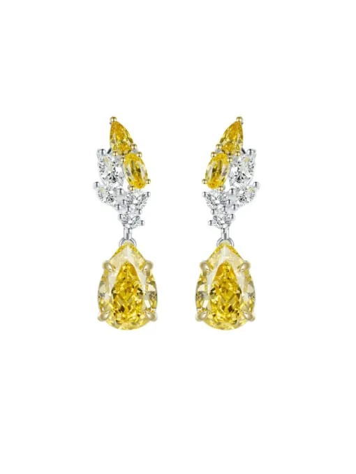 Canary Teardrop Diamond Earrings 925 Sterling Silver Cubic Zirconia Simulation Diamonds Formal Elegant Earrings Women's Fine jewelry