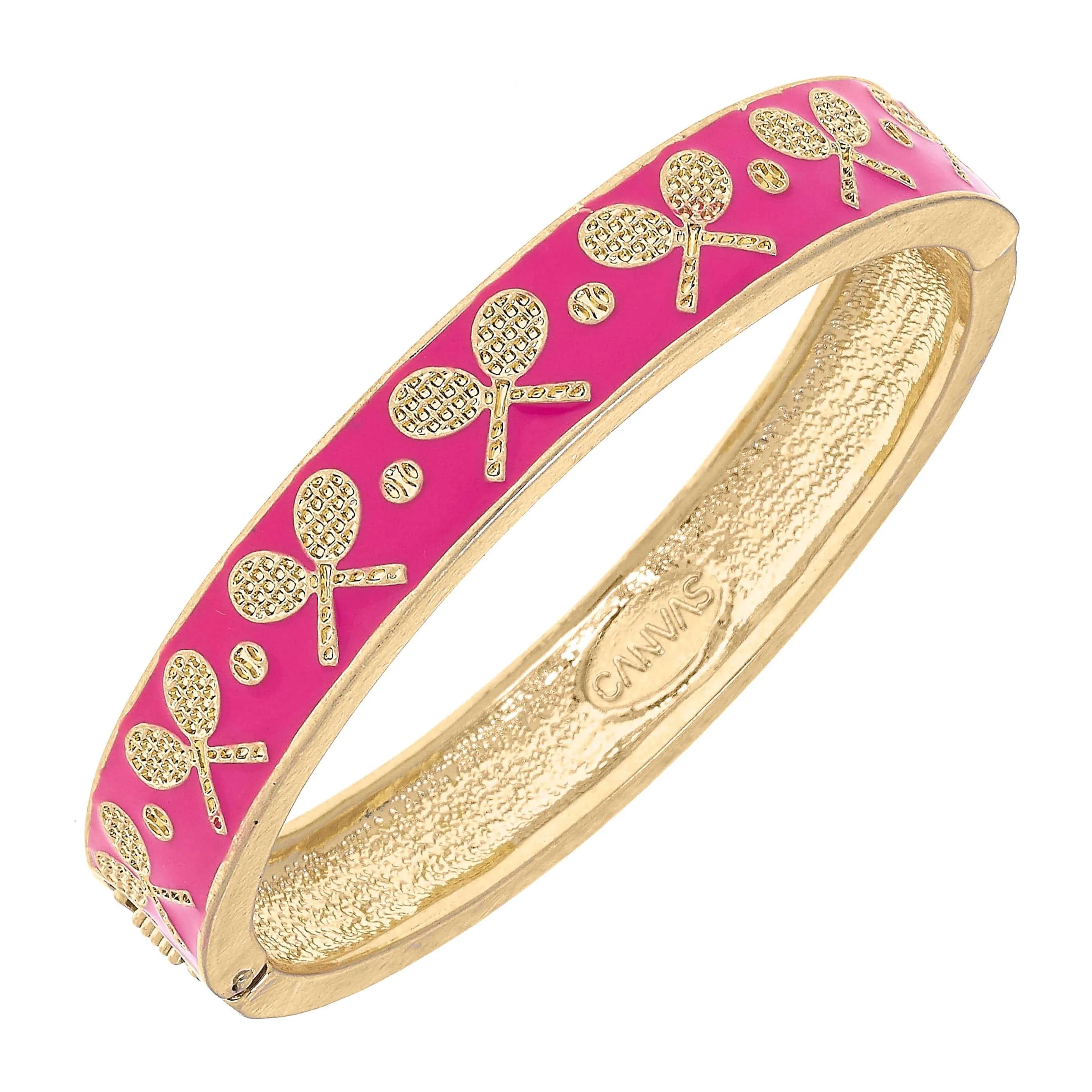 CANVAS Style - Briar Tennis Racquet Enamel Hinge Bangle - Pink