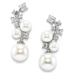 Carrine Modern Chic Pearl and Cubic Zirconia Earring