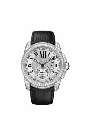 cartier  calibre de cartier automatic white gold diamonds ref. wf100007