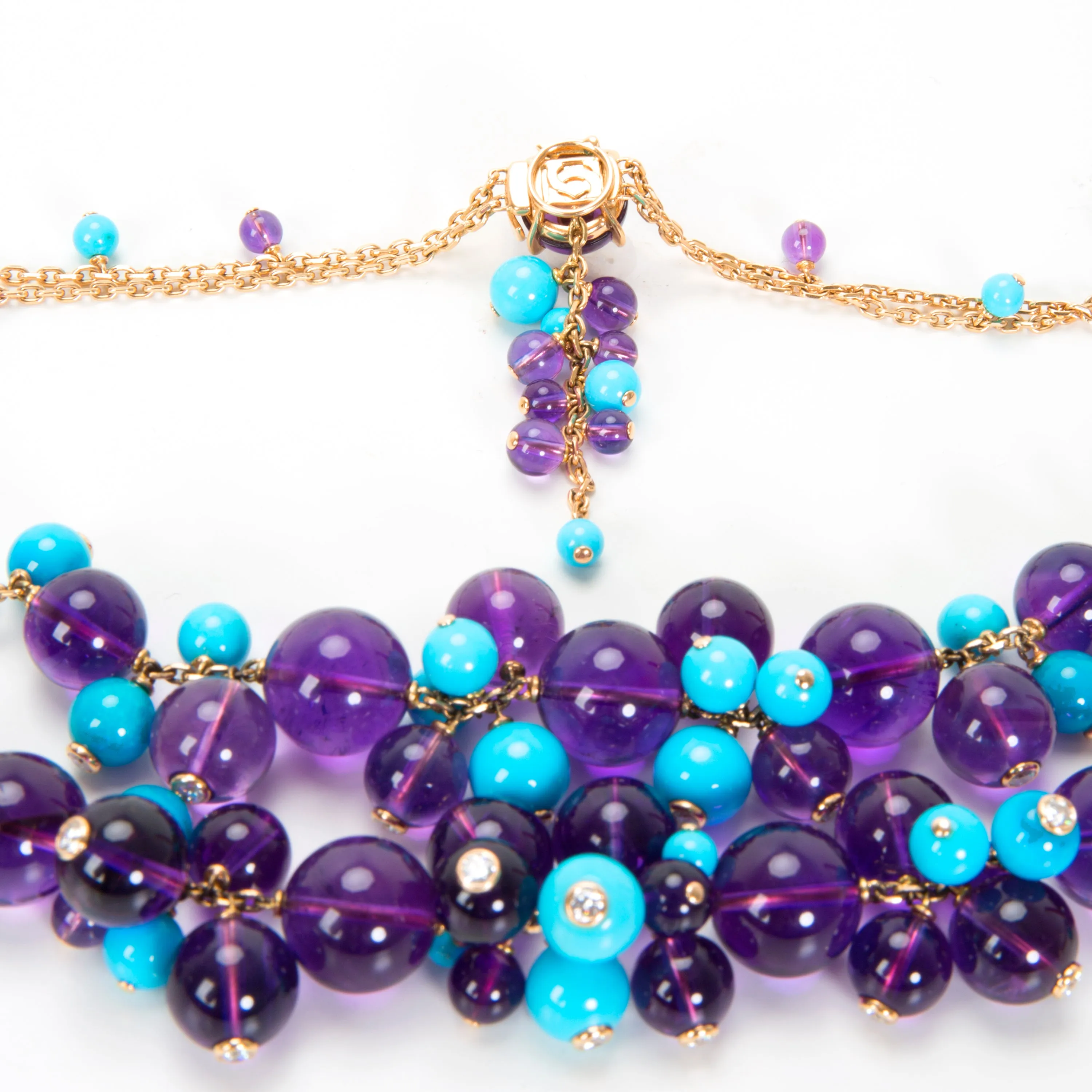 Cartier Les Delices de Goa Amethyst, Turquoise & Diamond Necklace in 18K Gold