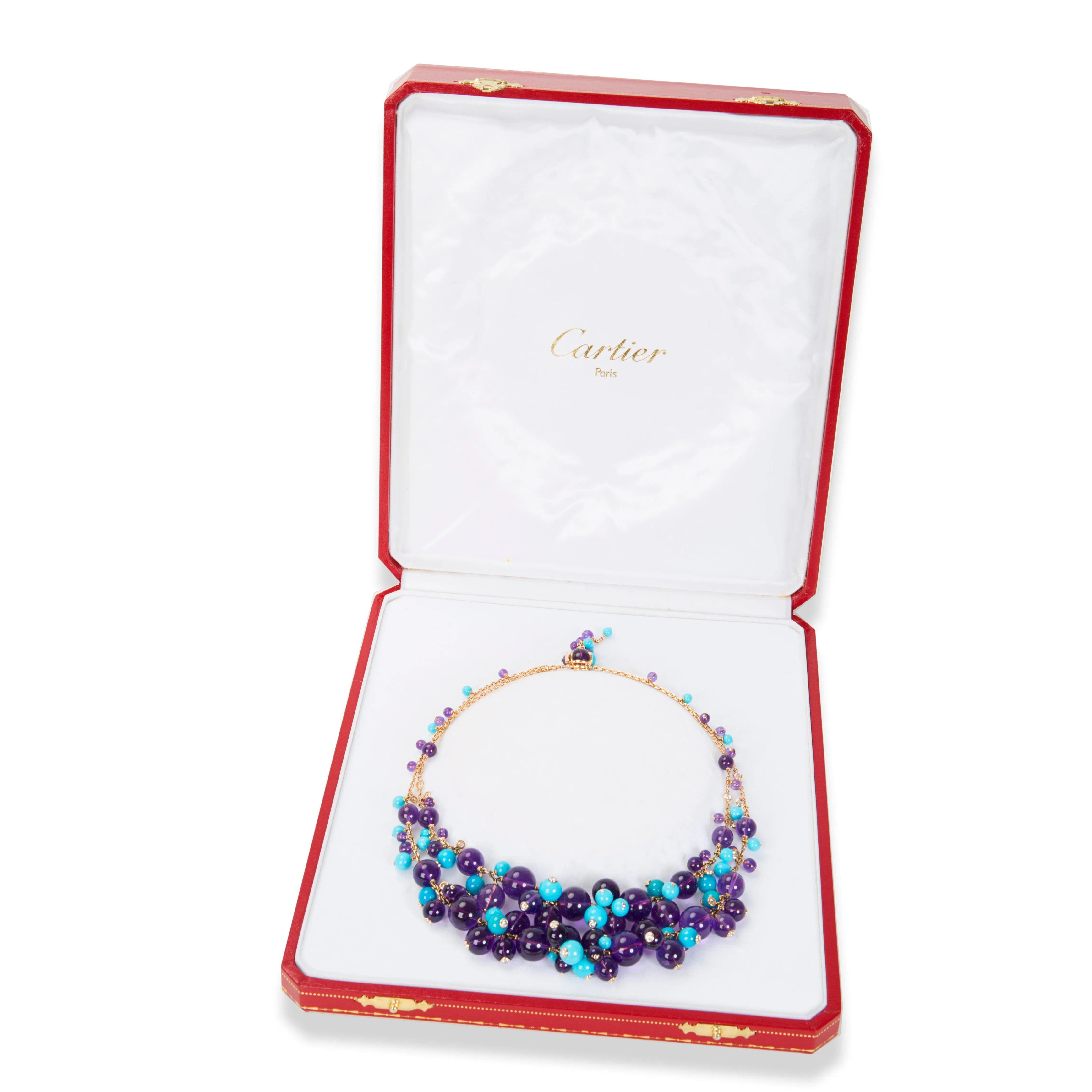 Cartier Les Delices de Goa Amethyst, Turquoise & Diamond Necklace in 18K Gold