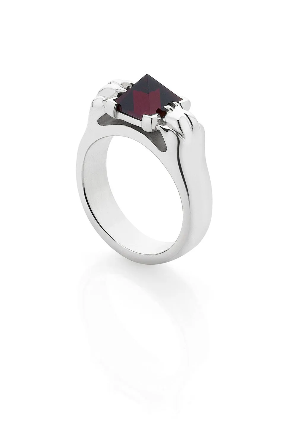 Cat Paw Pyramid Ring - Thai Garnet