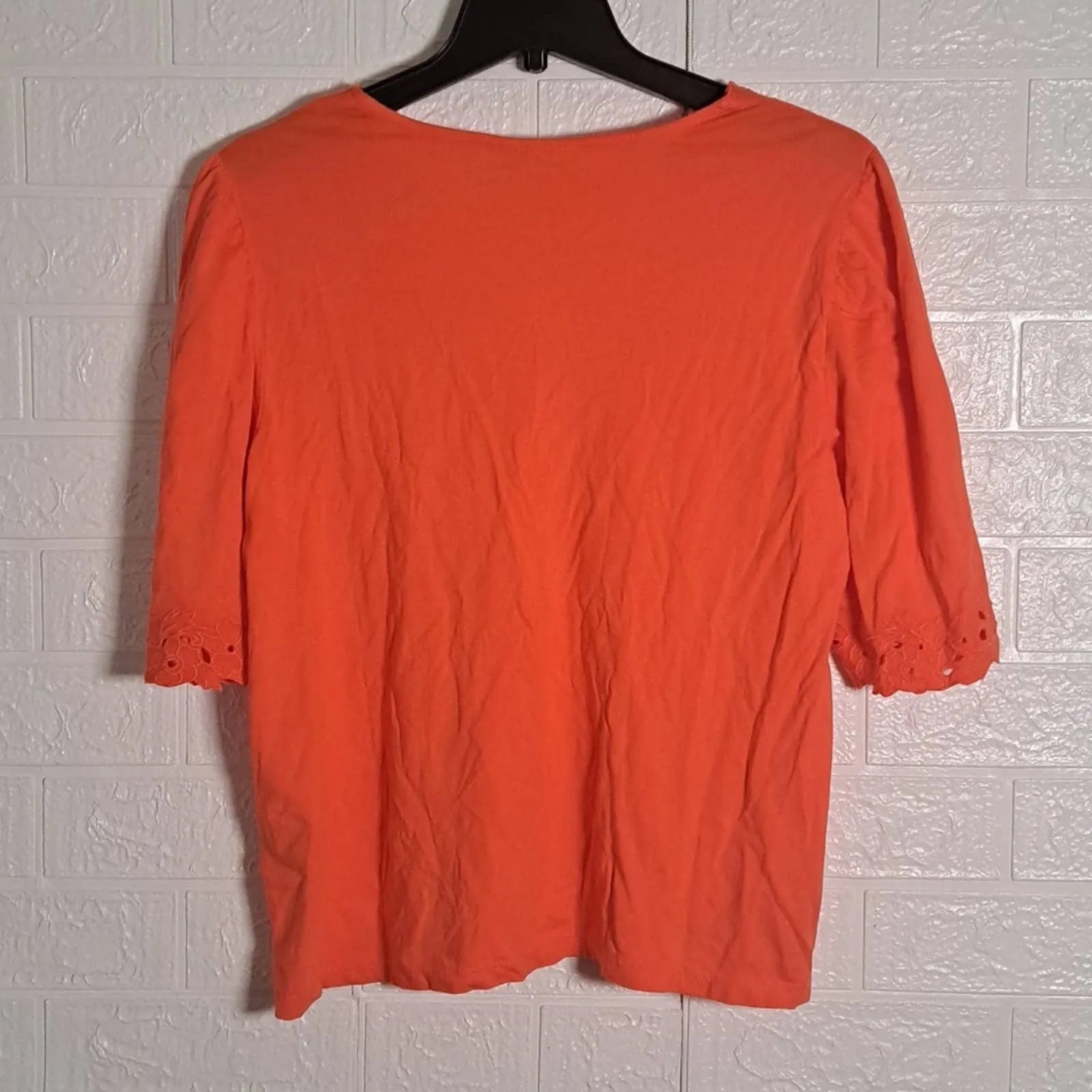 Charter Club Crochet-trim Cotton Top In Hot Coral PL