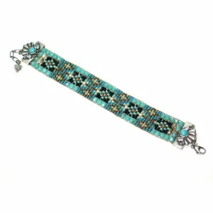 Chili Rose Teal Charmer Flower Gem Bracelet