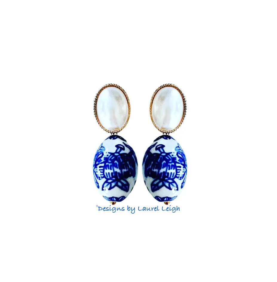 Chinoiserie Oval Pearl Earrings