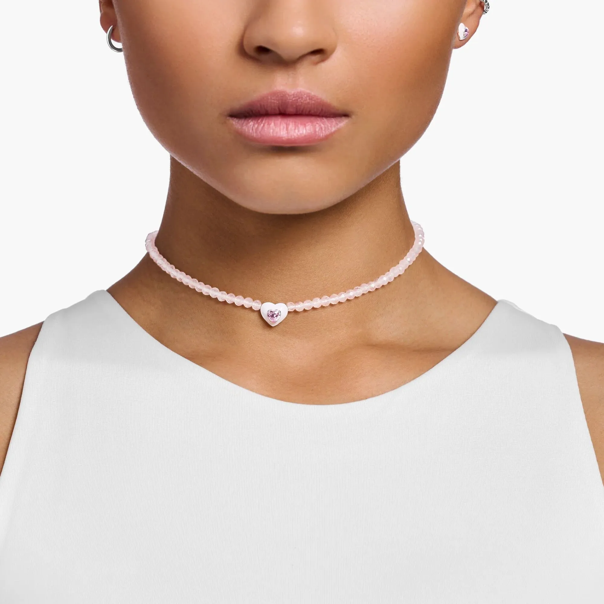 Choker Heart With Pink Pearls