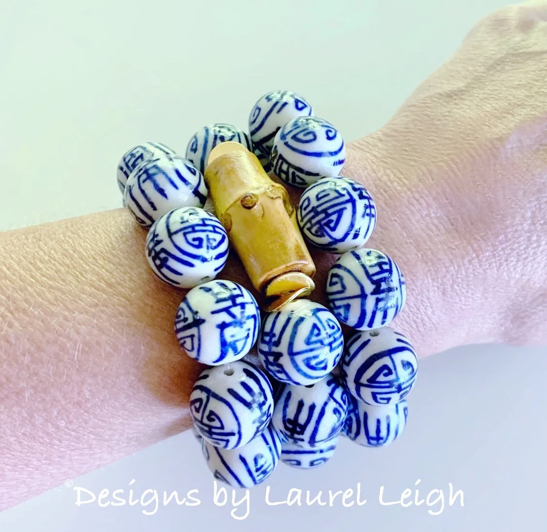 Chunky Chinoiserie Longevity Bamboo Bracelet