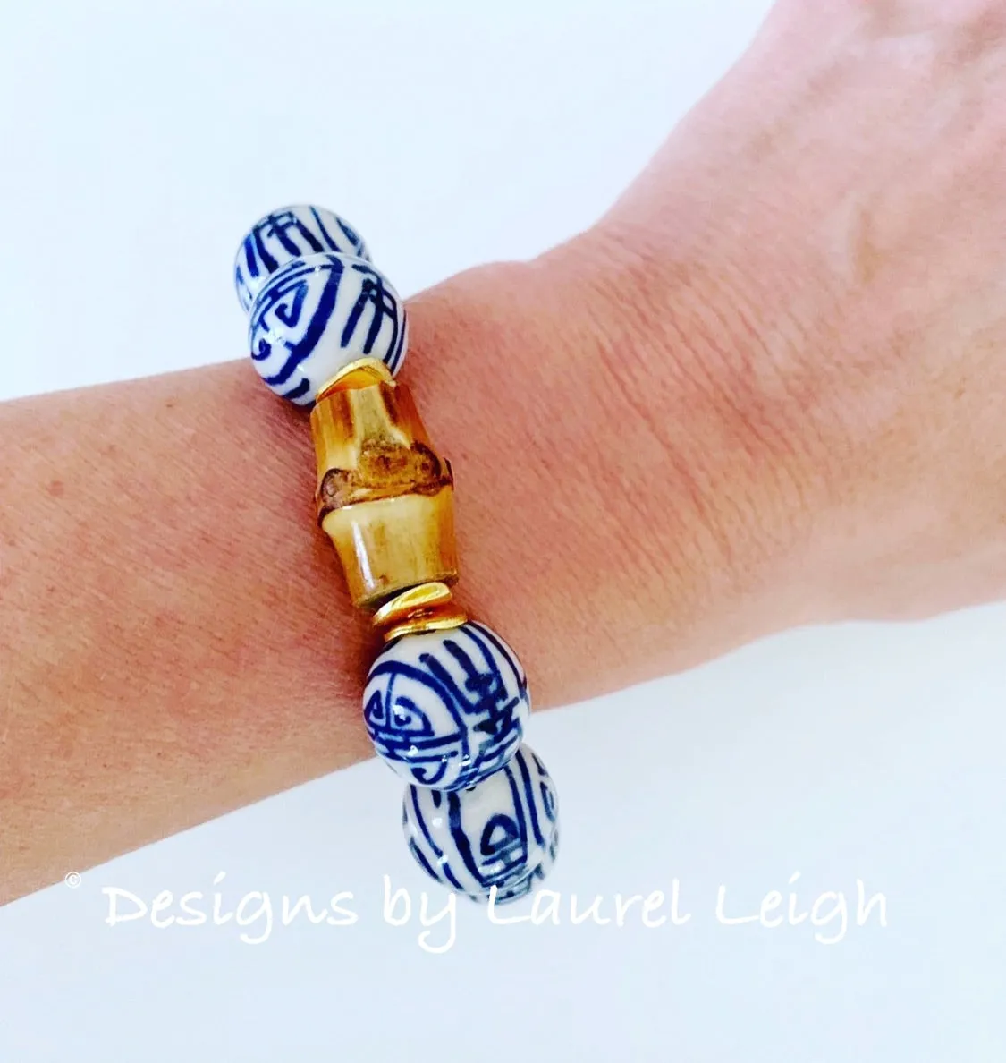 Chunky Chinoiserie Longevity Bamboo Bracelet