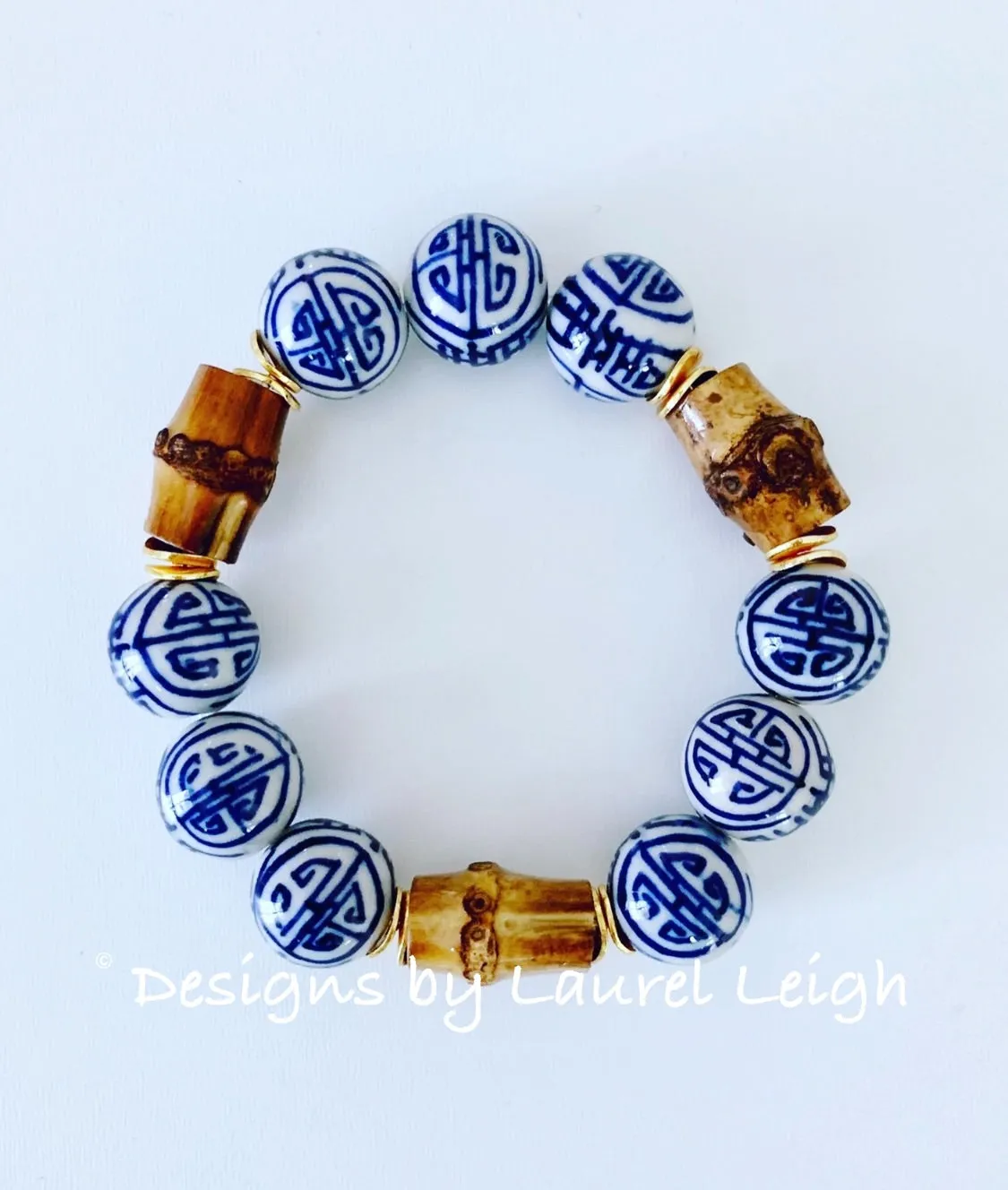 Chunky Chinoiserie Longevity Bamboo Bracelet