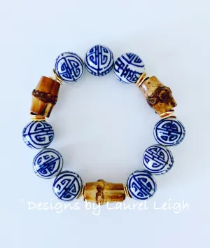 Chunky Chinoiserie Longevity Bamboo Bracelet