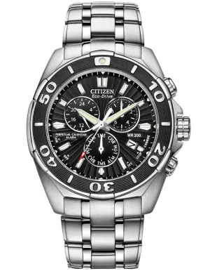 Citizen Mens Signature Courageous Perpetual Calendar Chronograph - Stainless