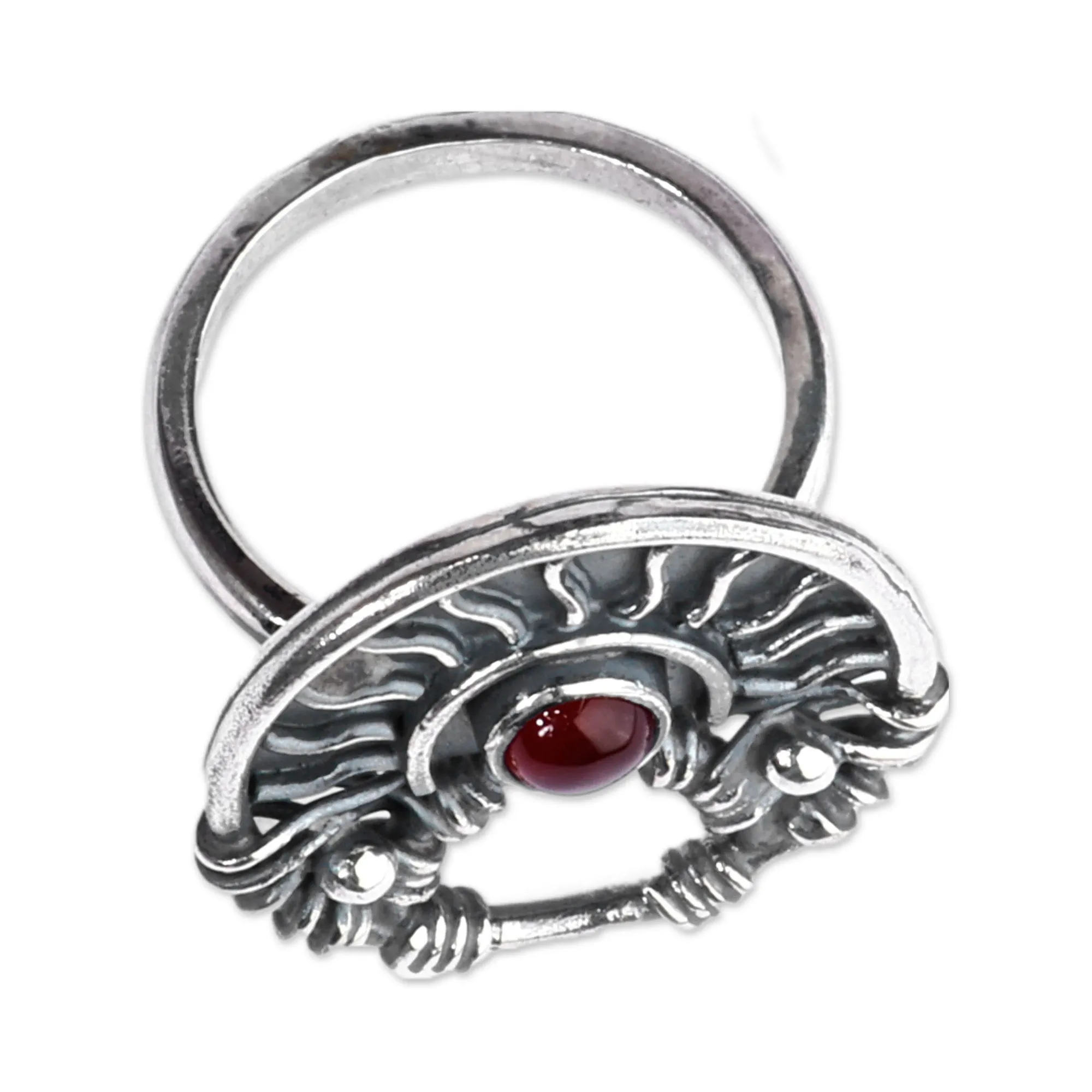 Classic Sun-Themed Carnelian Cocktail Ring from Armenia - Courageous Sunshine | NOVICA