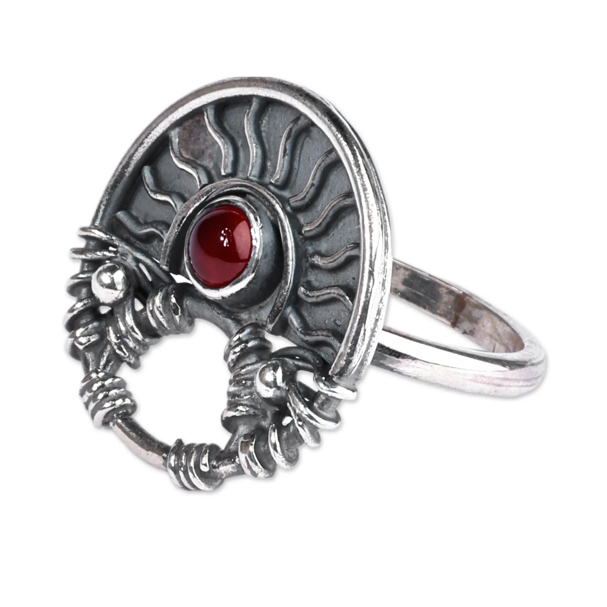 Classic Sun-Themed Carnelian Cocktail Ring from Armenia - Courageous Sunshine | NOVICA