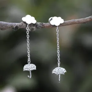 Cloud Umbrella Tassel Stainless Steel Dangle Earrings