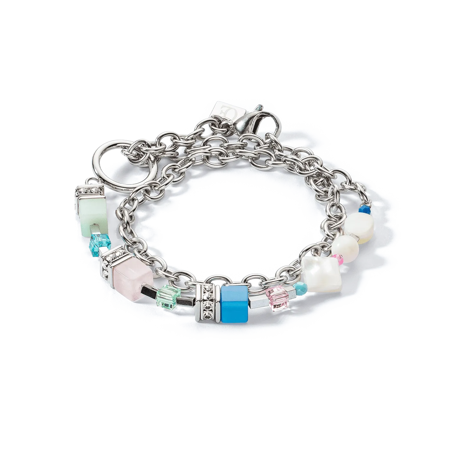 Coeur De Lion GeoCUBE® Fusion Morning Dew Silver Multicolour Pastel Bracelet