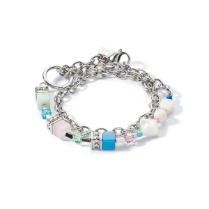 Coeur De Lion GeoCUBE® Fusion Morning Dew Silver Multicolour Pastel Bracelet