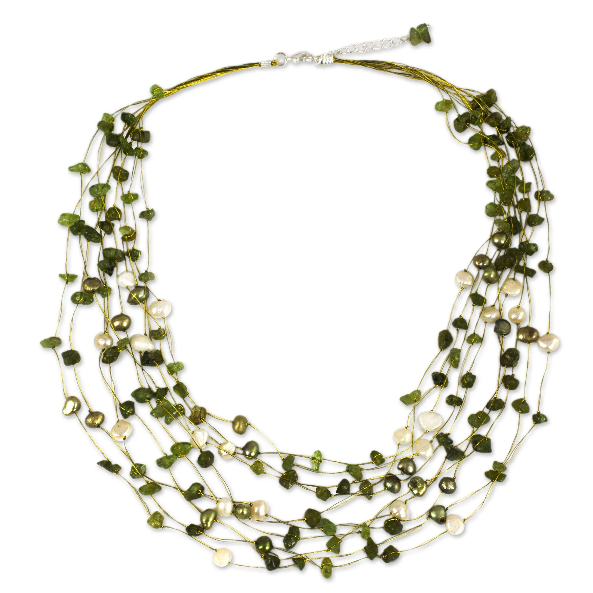 Cool Shower Peridot & Pearl Strand Necklace