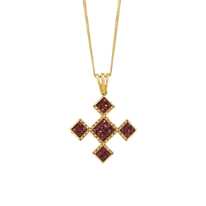 CROSS NECKLACE - DIAMONDS AND GEMSTONES - GOLD