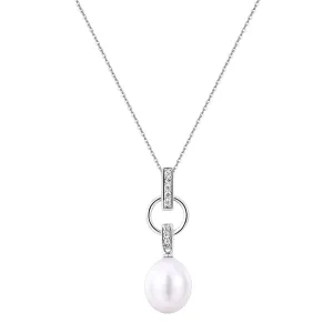 Cultured freshwater pearl drop necklace in sterling silver