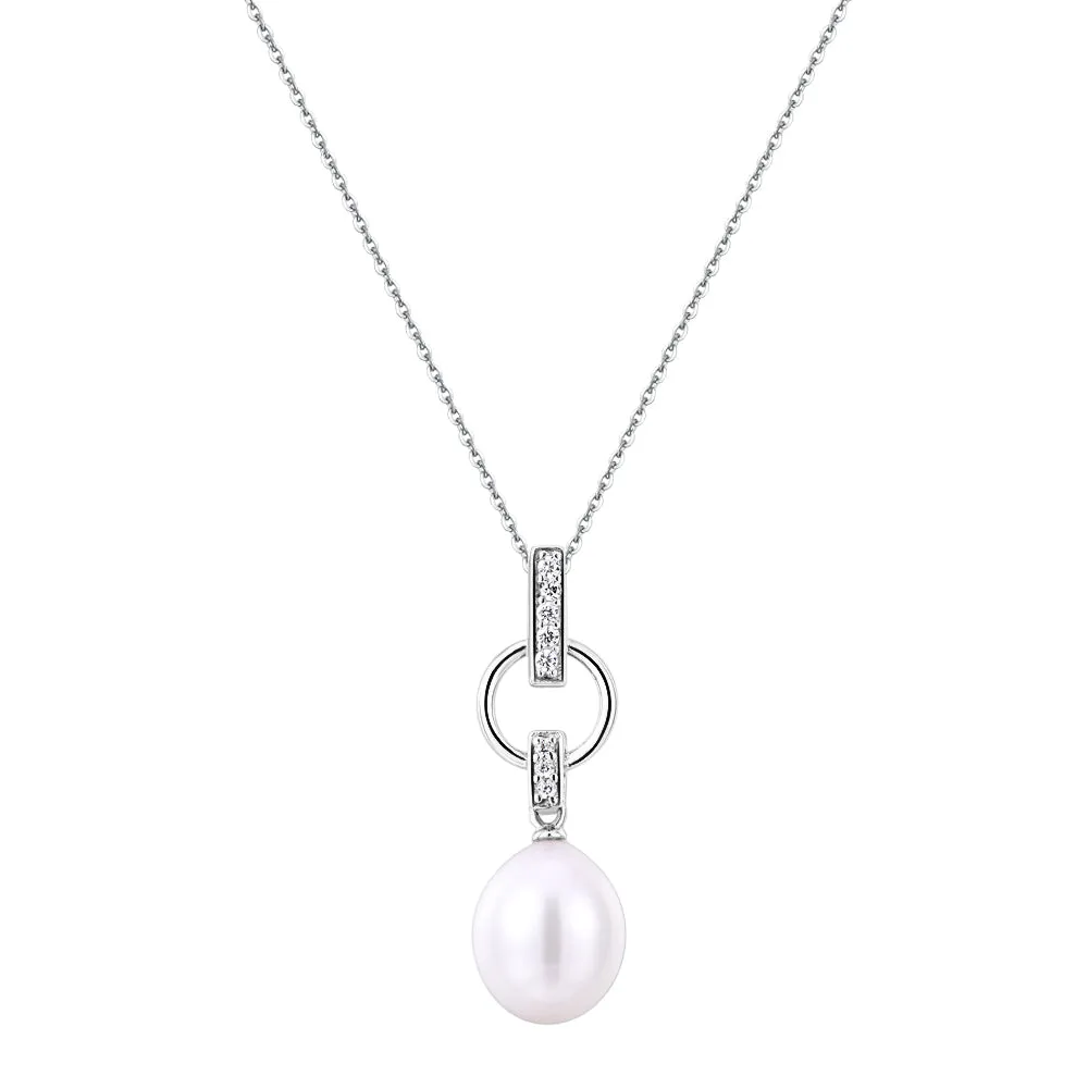 Cultured freshwater pearl drop necklace in sterling silver