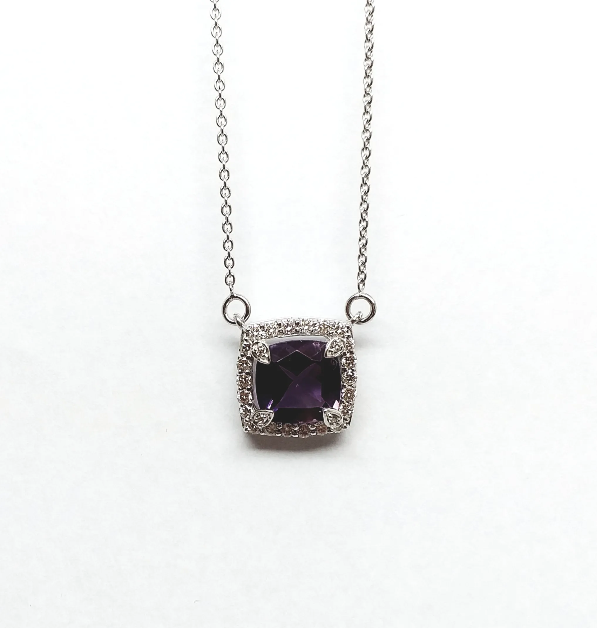 CUSHION CUT AMETHYST AND DIAMOND PENDANT AD NO: 2071