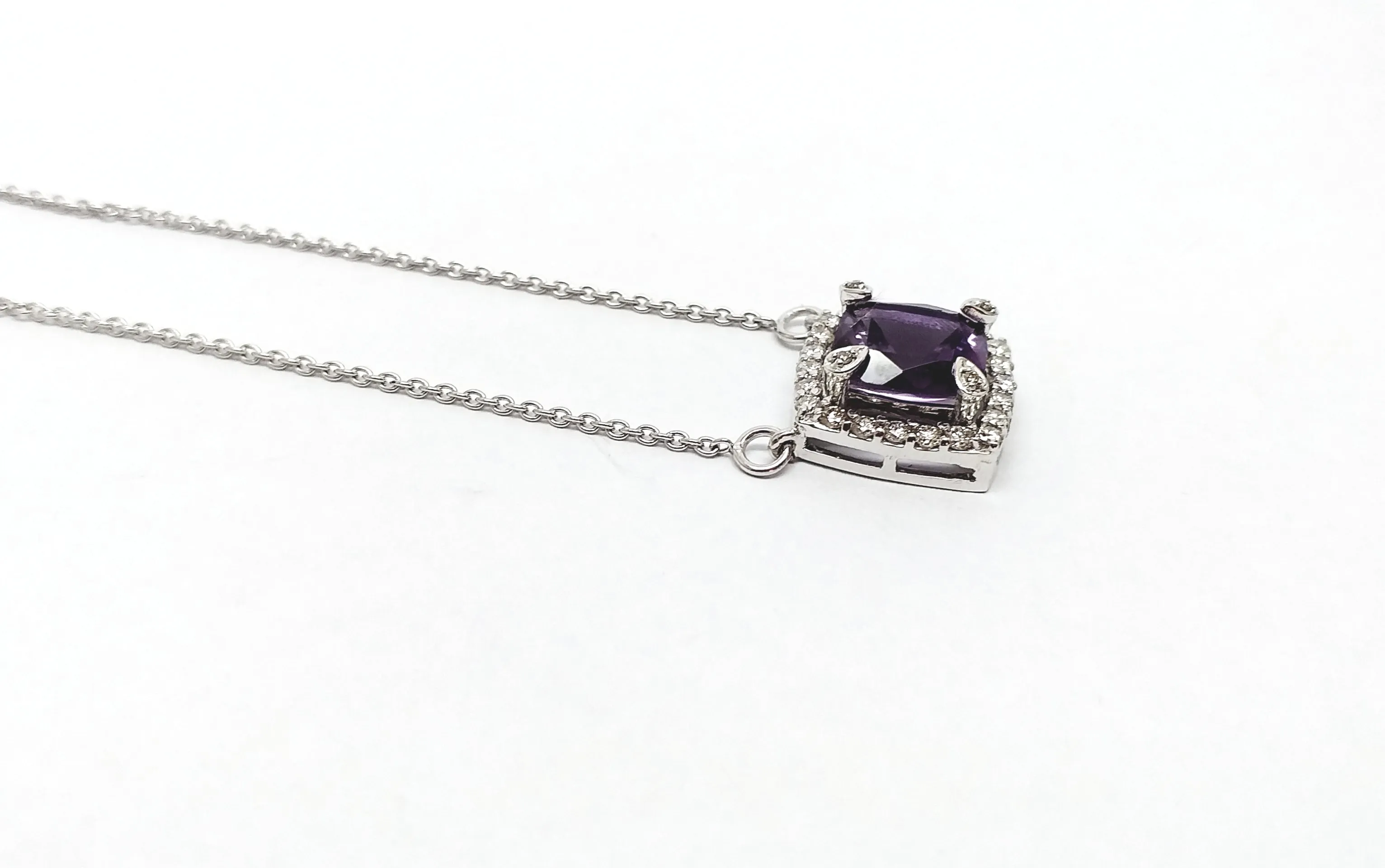 CUSHION CUT AMETHYST AND DIAMOND PENDANT AD NO: 2071