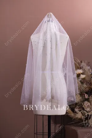 Delicate Pearls Elbow Bridal Veil