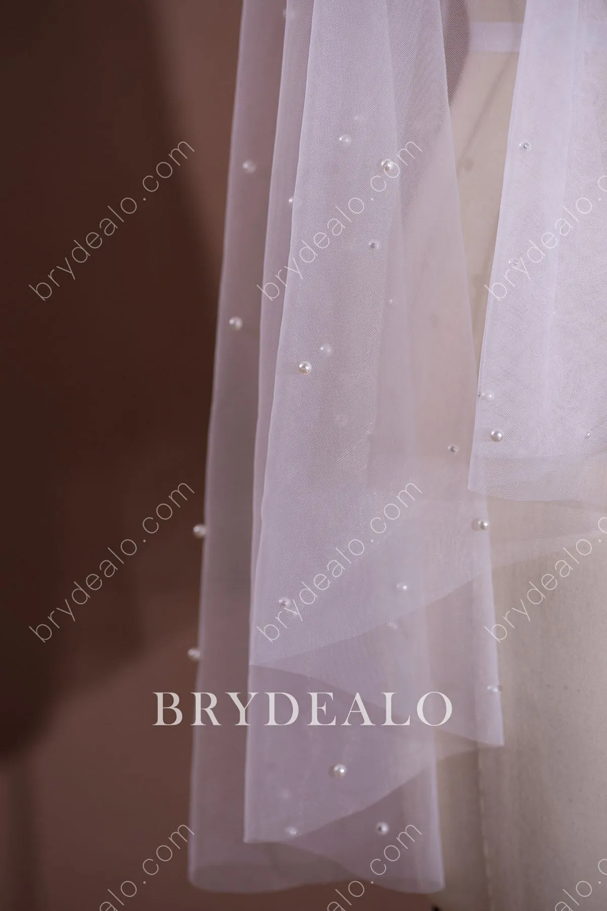 Delicate Pearls Elbow Bridal Veil