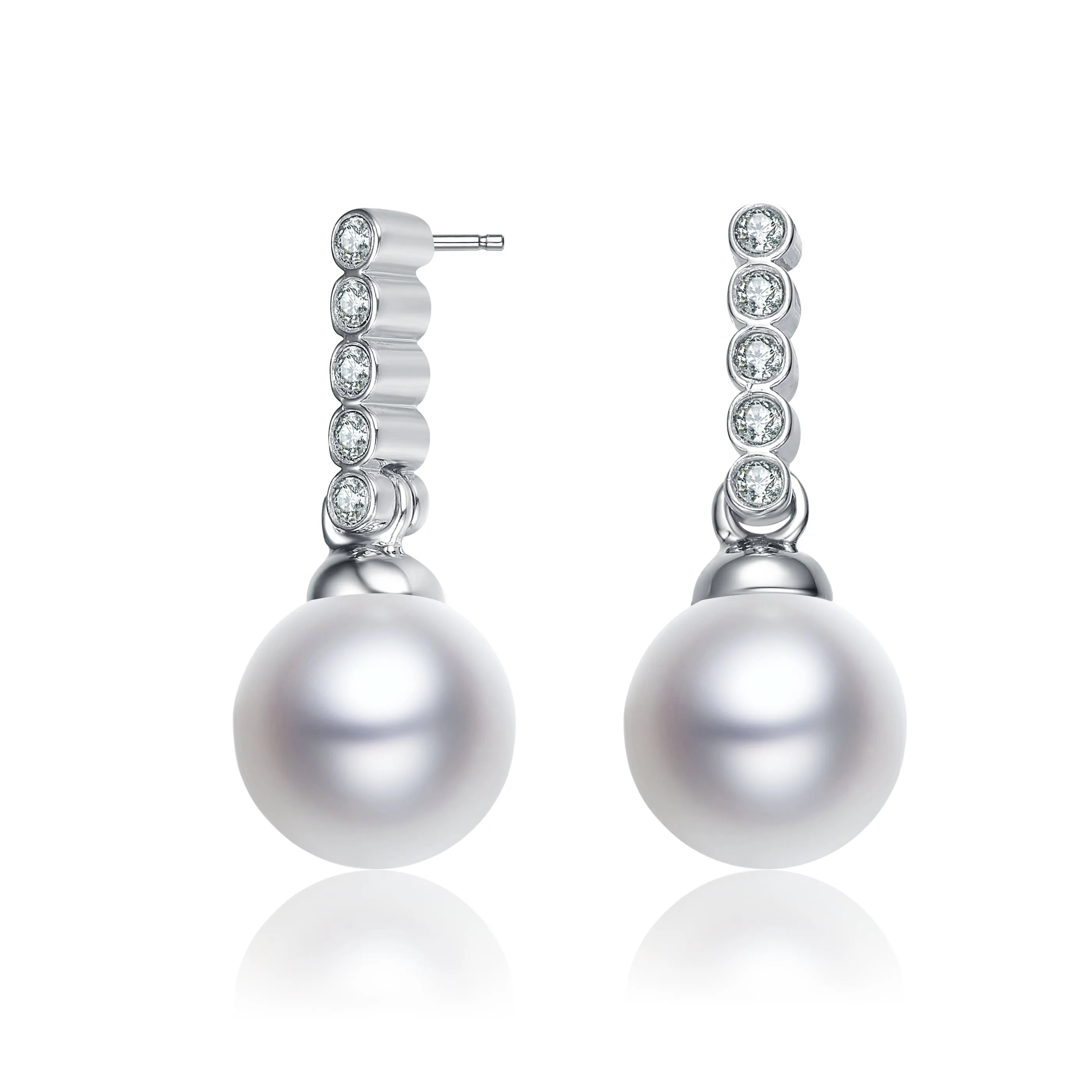 Delphine Pearl Round Cubic Zirconia Drop Limited Edition Earrings