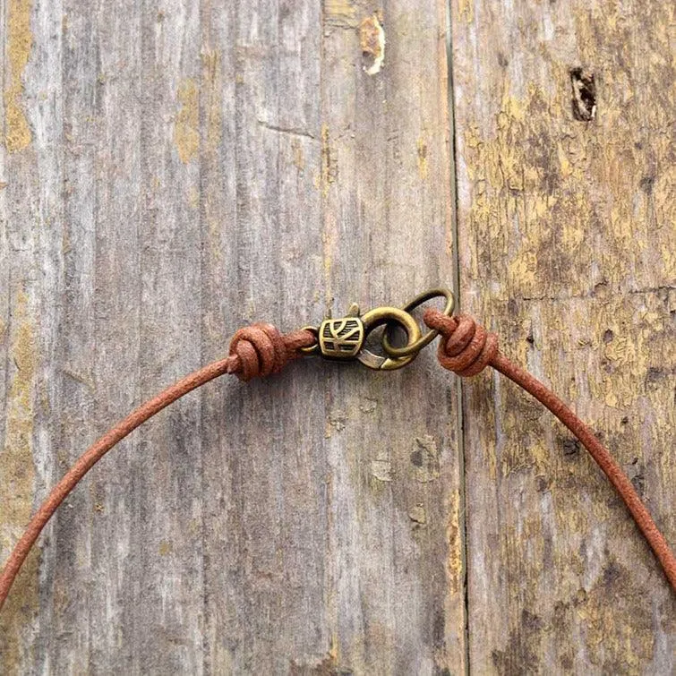 'Dhandaa' Leather Choker Necklace - Turquoise, Rose Quartz, Howlite