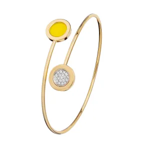 Diamond and Yellow Disc Bypass Bangle Bracelet