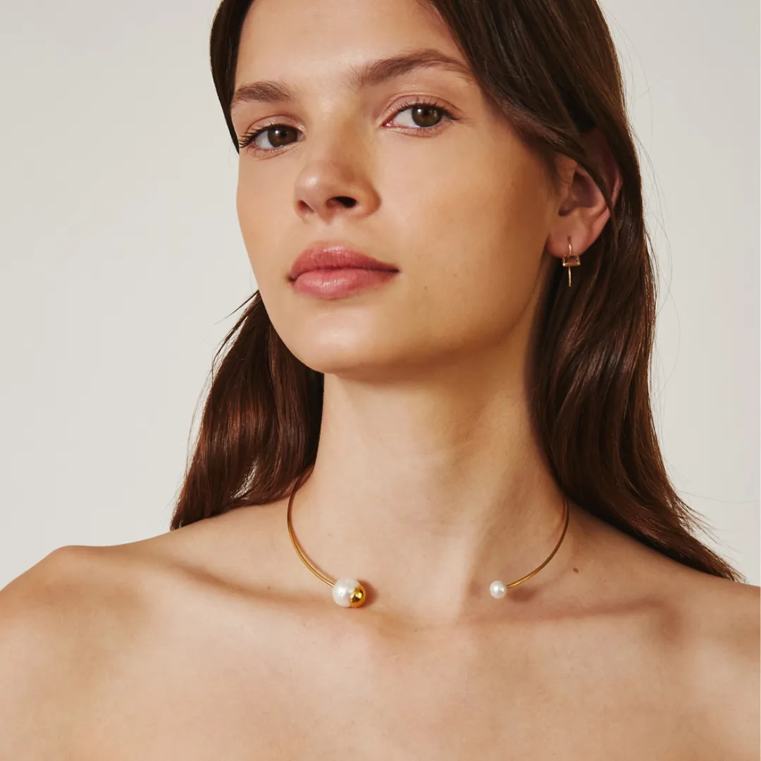 Dipped Pearl Open Collar Necklace