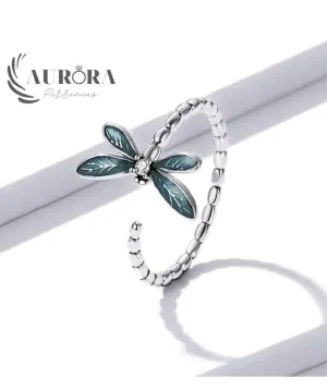 Dragonfly Ring and Earrings Fine 925 Sterling Silver  Enamel and CZ