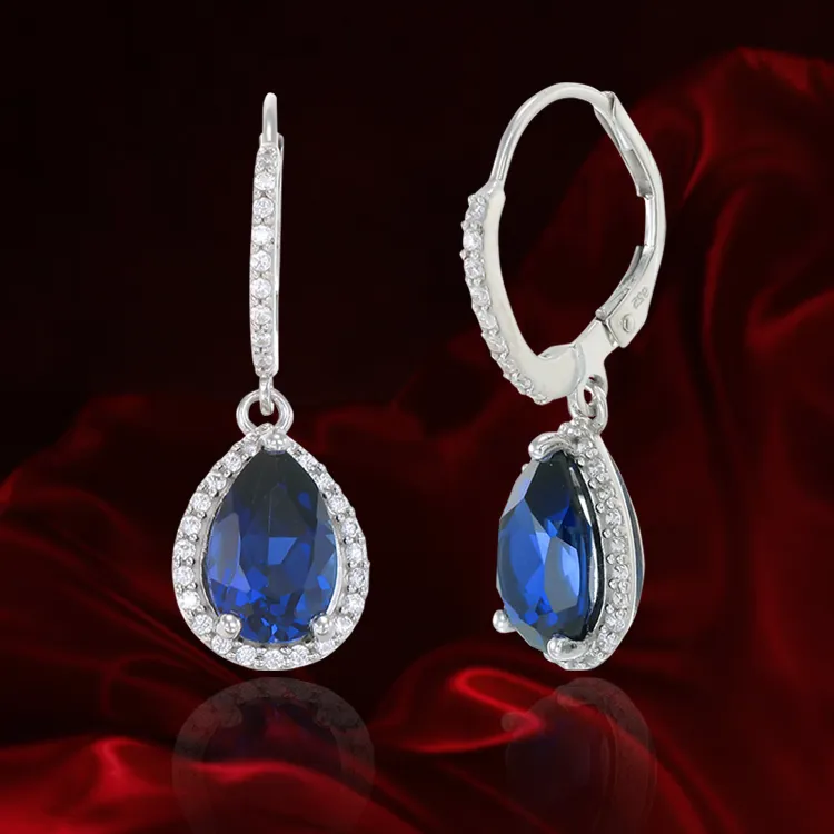 Elegant Teardrop Earrings with Blue Sapphire