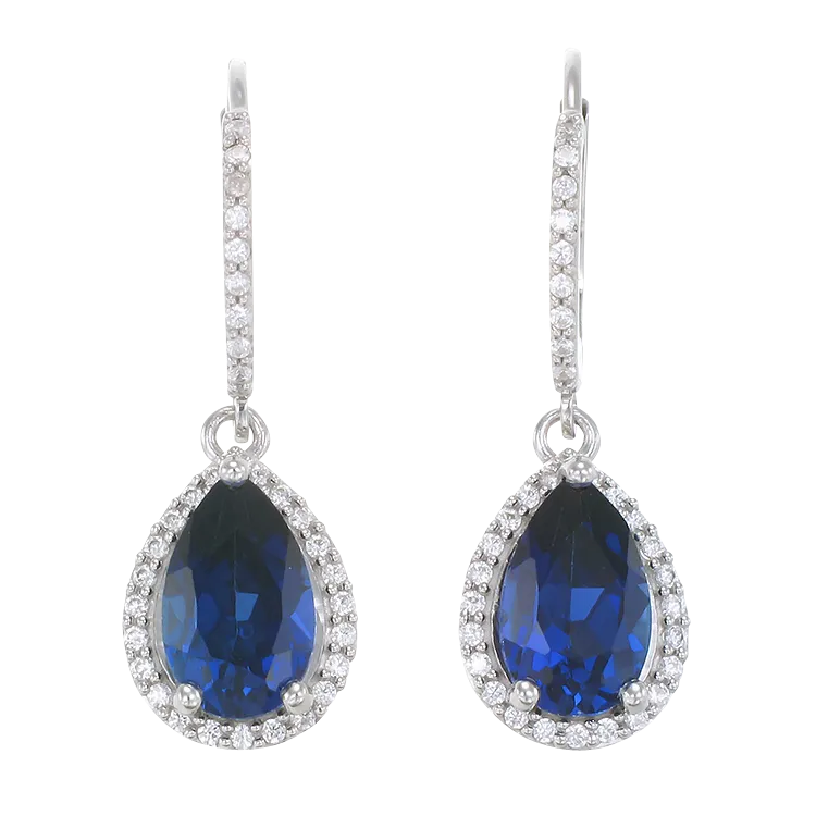 Elegant Teardrop Earrings with Blue Sapphire