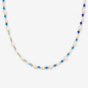 Eliza Pearl Blue Bead Necklace