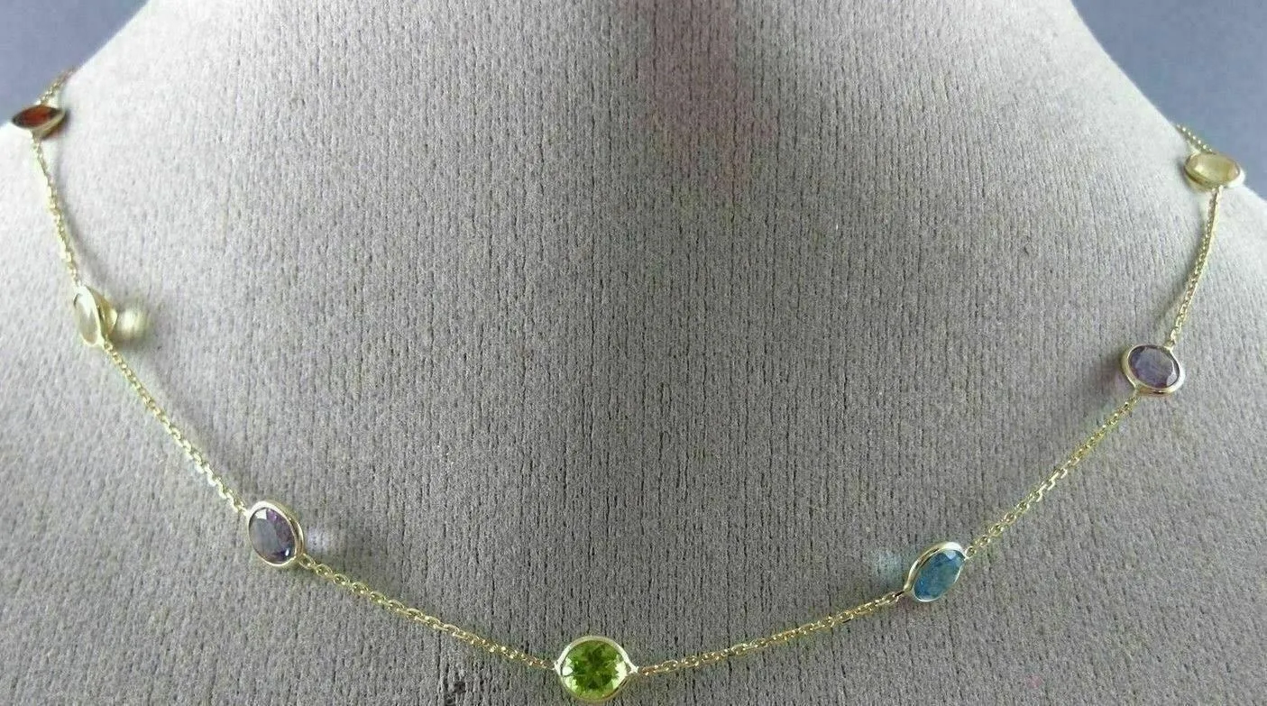 ESTATE 8.50CT AAA MULTI GEM 14KT YELLOW GOLD 3D BY THE YARD TIN TOP FUN NECKLACE