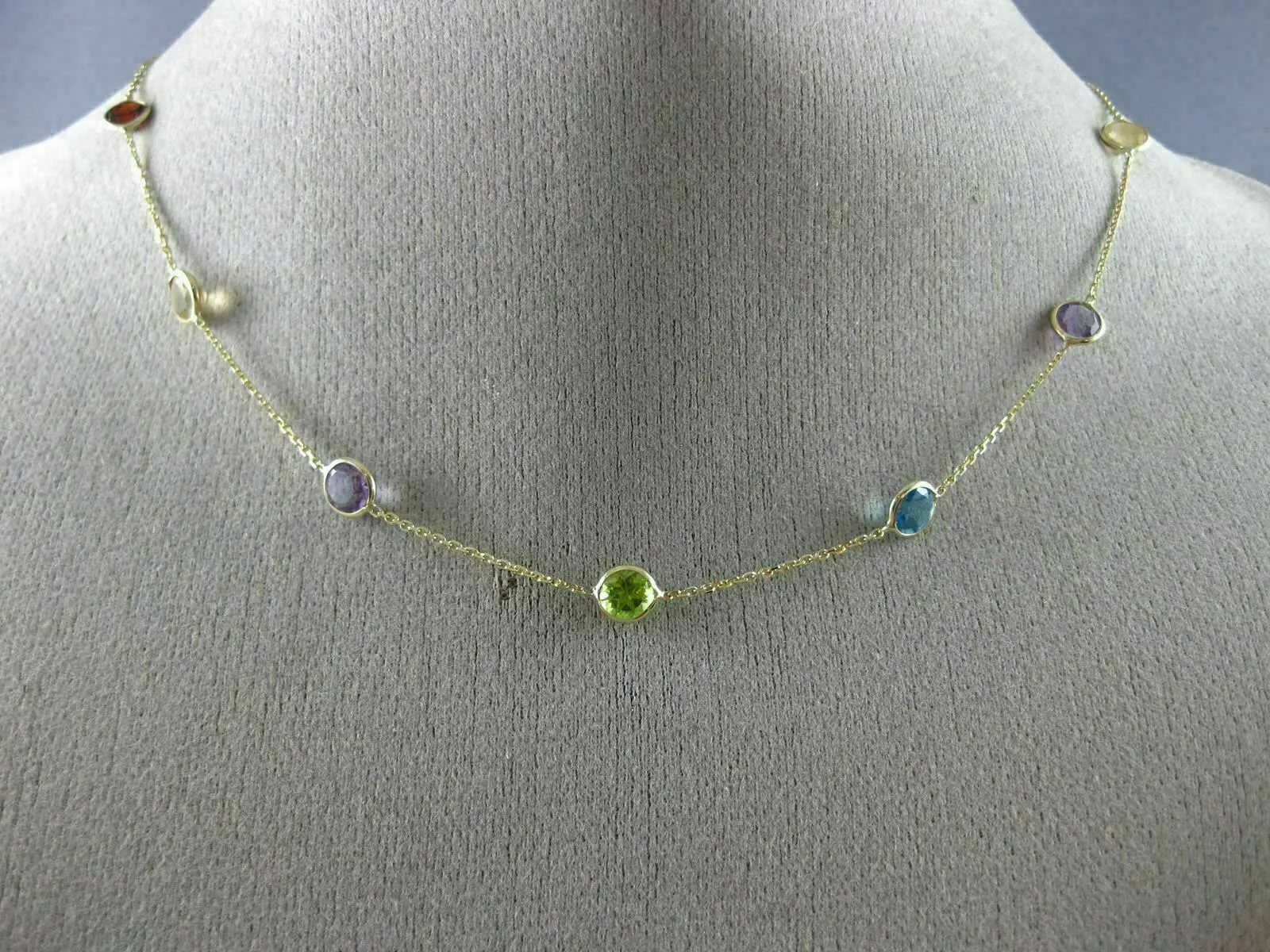 ESTATE 8.50CT AAA MULTI GEM 14KT YELLOW GOLD 3D BY THE YARD TIN TOP FUN NECKLACE