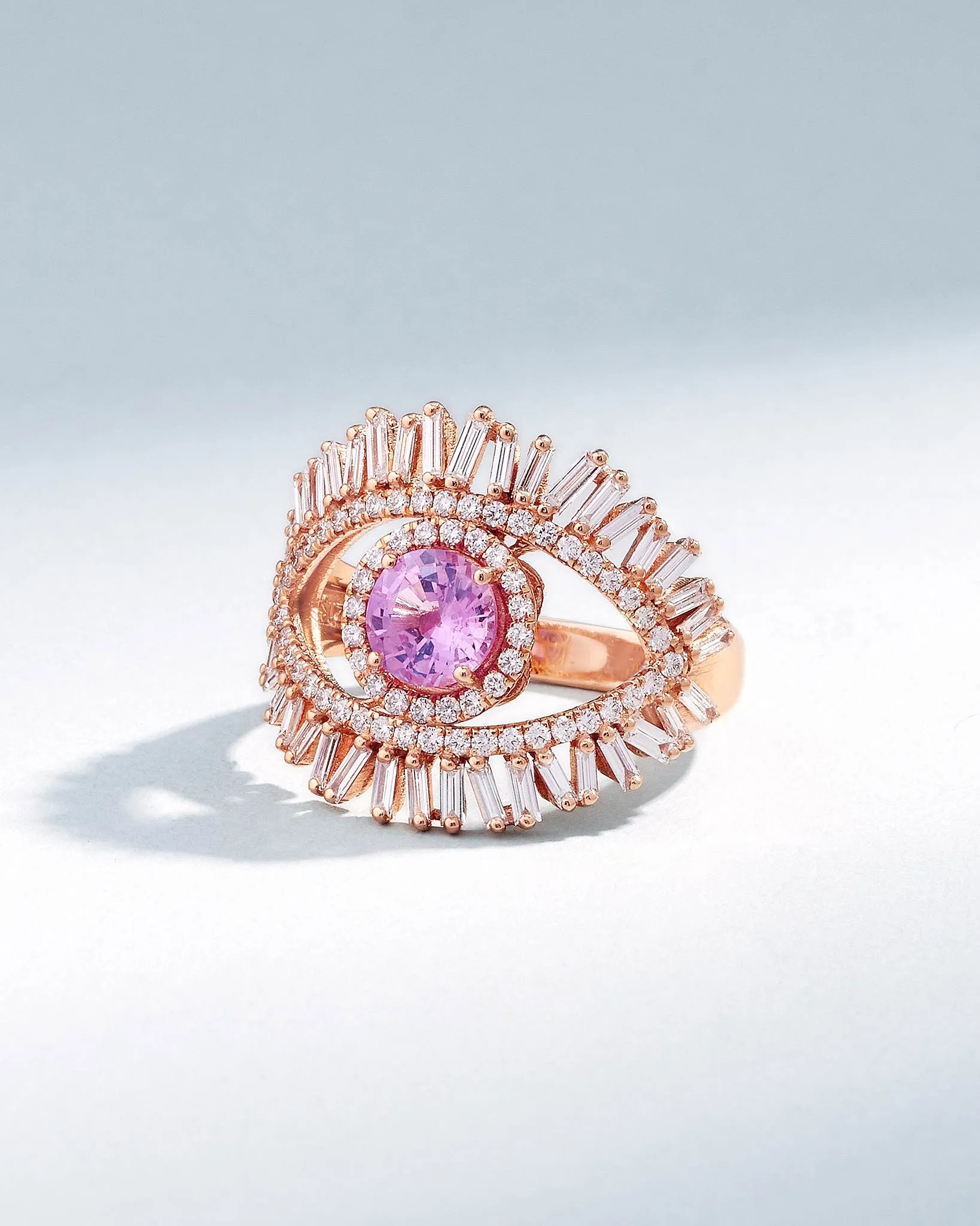 Evil Eye Milli Pink Sapphire Half Pavé Ring